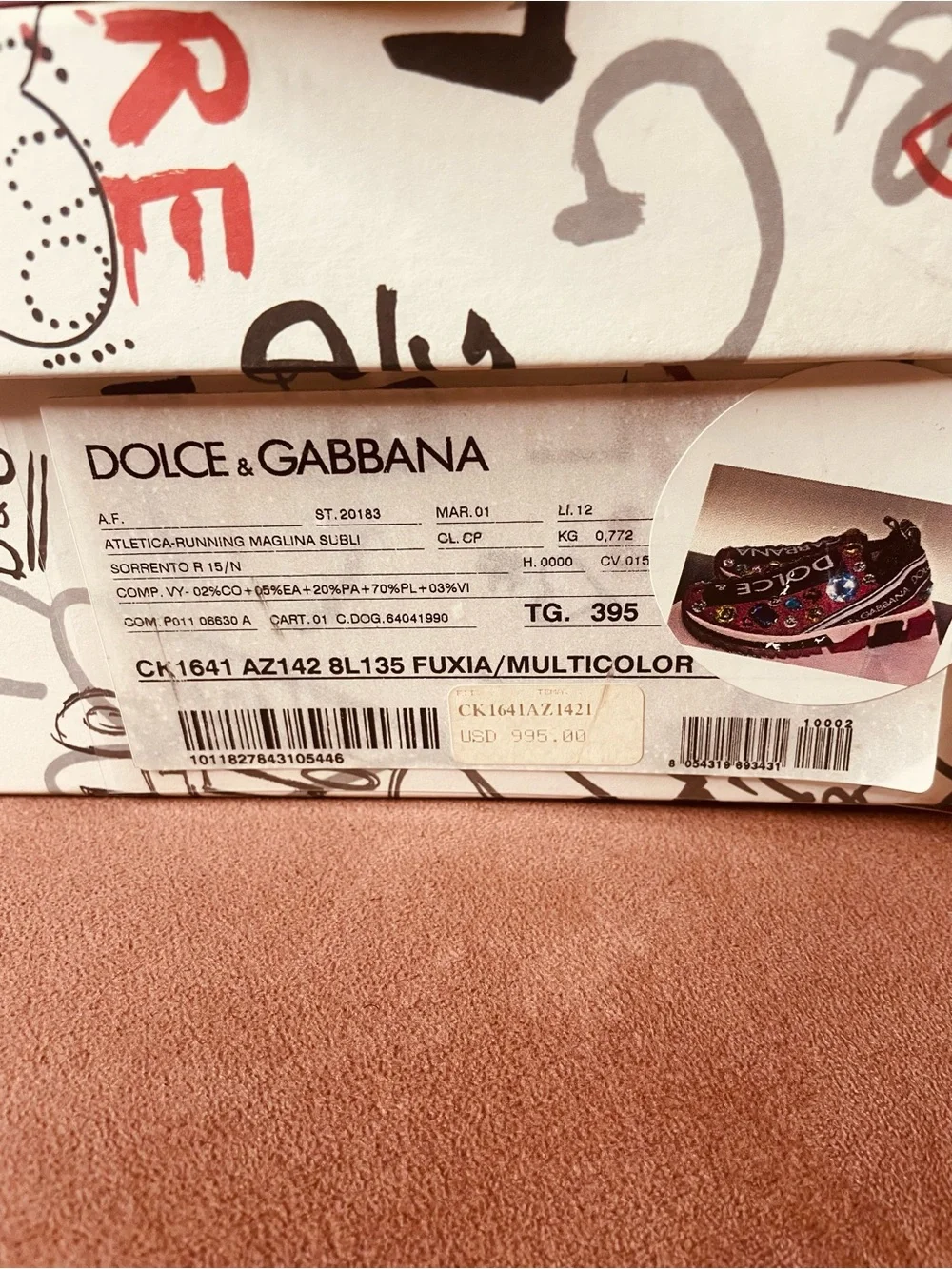 Dolce & Gabbana Hot Pink Jeweled Logo Slip-On Sneakers